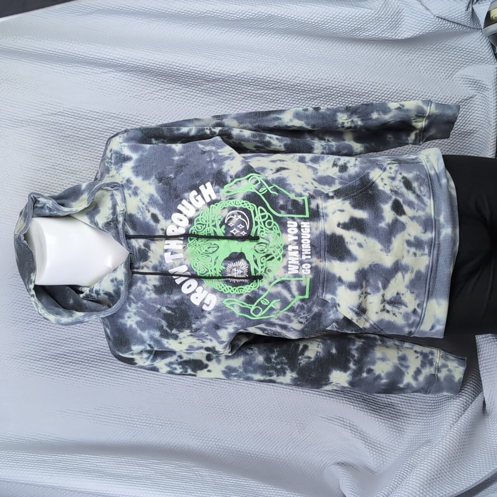 Neon Riot Woman Gray Tie Dye Hoodie Pullover Active Pullover S